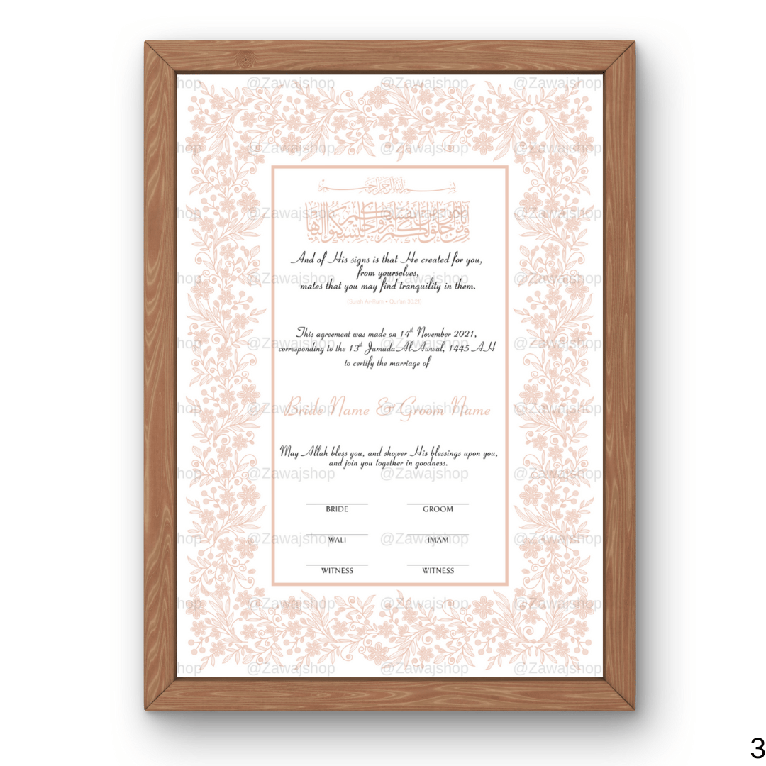 Zara's Blessing | Nikkah Certificate