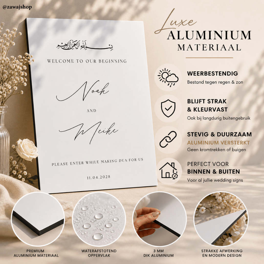 Islamitisch trouwbord nikah bij walima ingang - gepersonaliseerd feestbord foam dibond