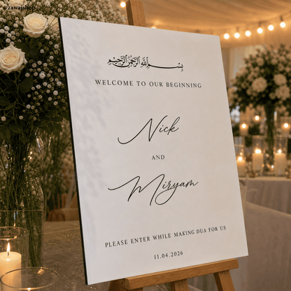 Gepersonaliseerd islamitisch trouwbord walima bij ontvangst - nikkah feestbord foam