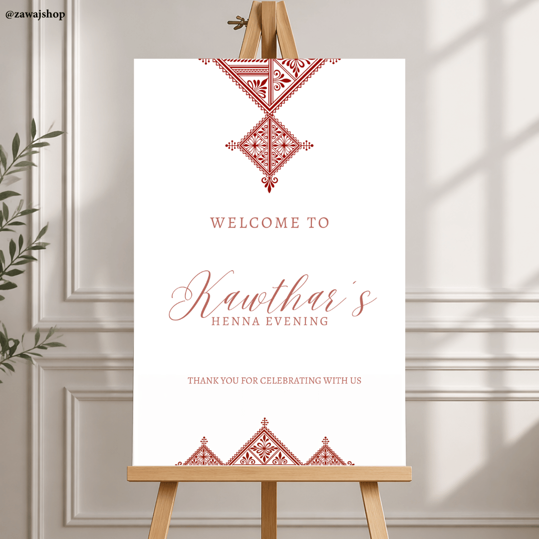 Gepersonaliseerd henna bord design 6 - islamitisch mehndi nikkah welkomstbord foam