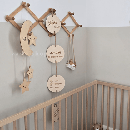 Gepersonaliseerd Houten Geboorteplak – 4 Cirkels