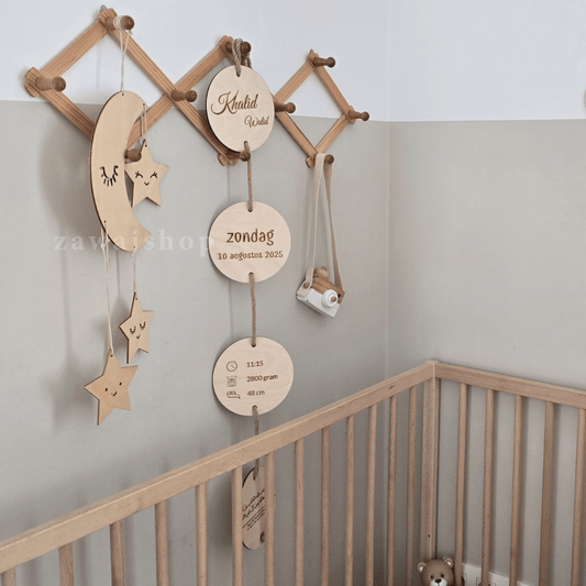 Gepersonaliseerd Houten Geboorteplak – 4 Cirkels