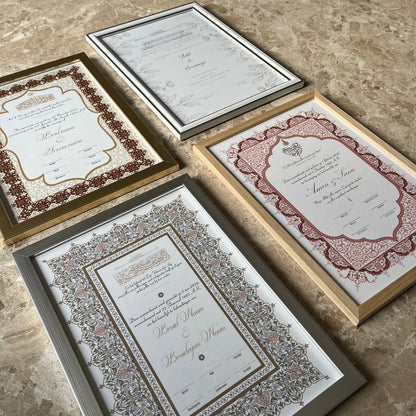 Vier ingelijste Nikkah certificaten - fotolijst concept