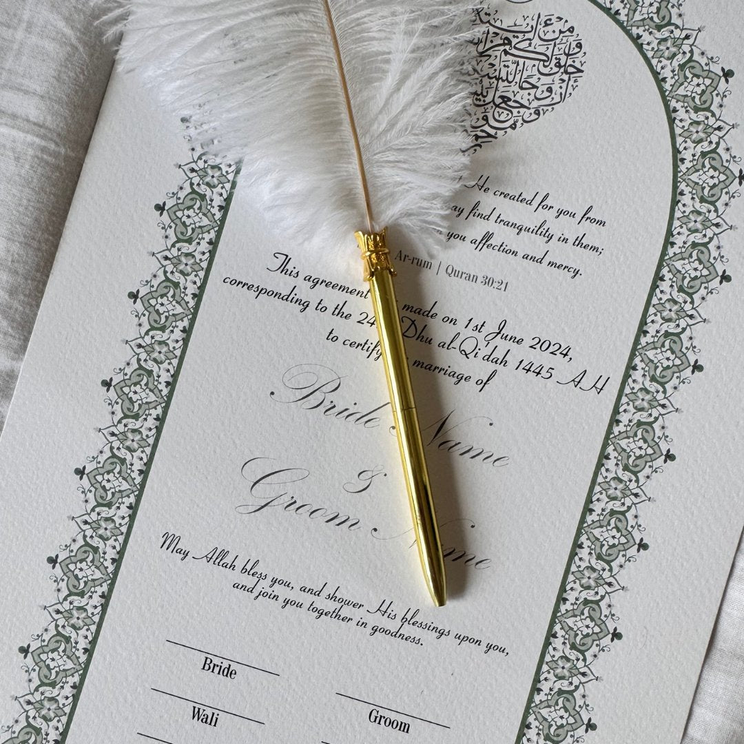 Sfeerfoto Luna's Love Nikkah certificaat met veren pen